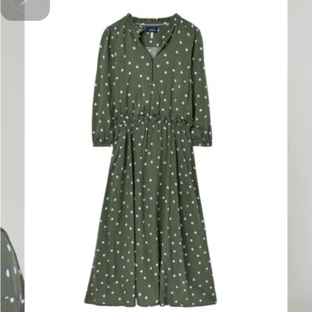 Joules Green Josie Frill Elasticated Waist Dress